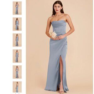 Birdy Grey Carrie Dress Matte Satin Dusty Blue Small